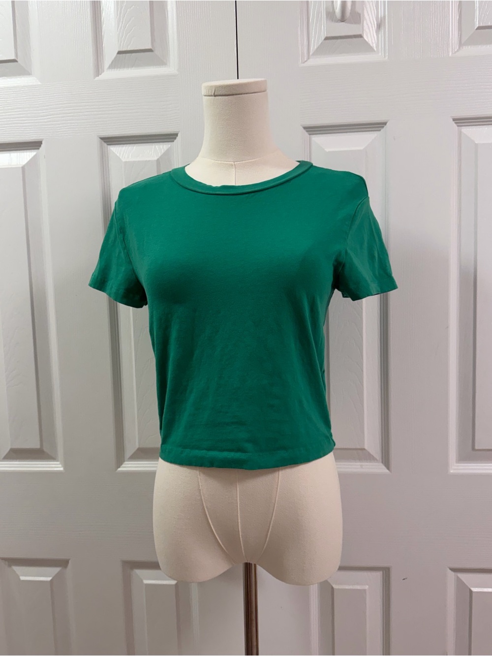 H&M Basic Green Cotton Stretch T-Shirt Size L
